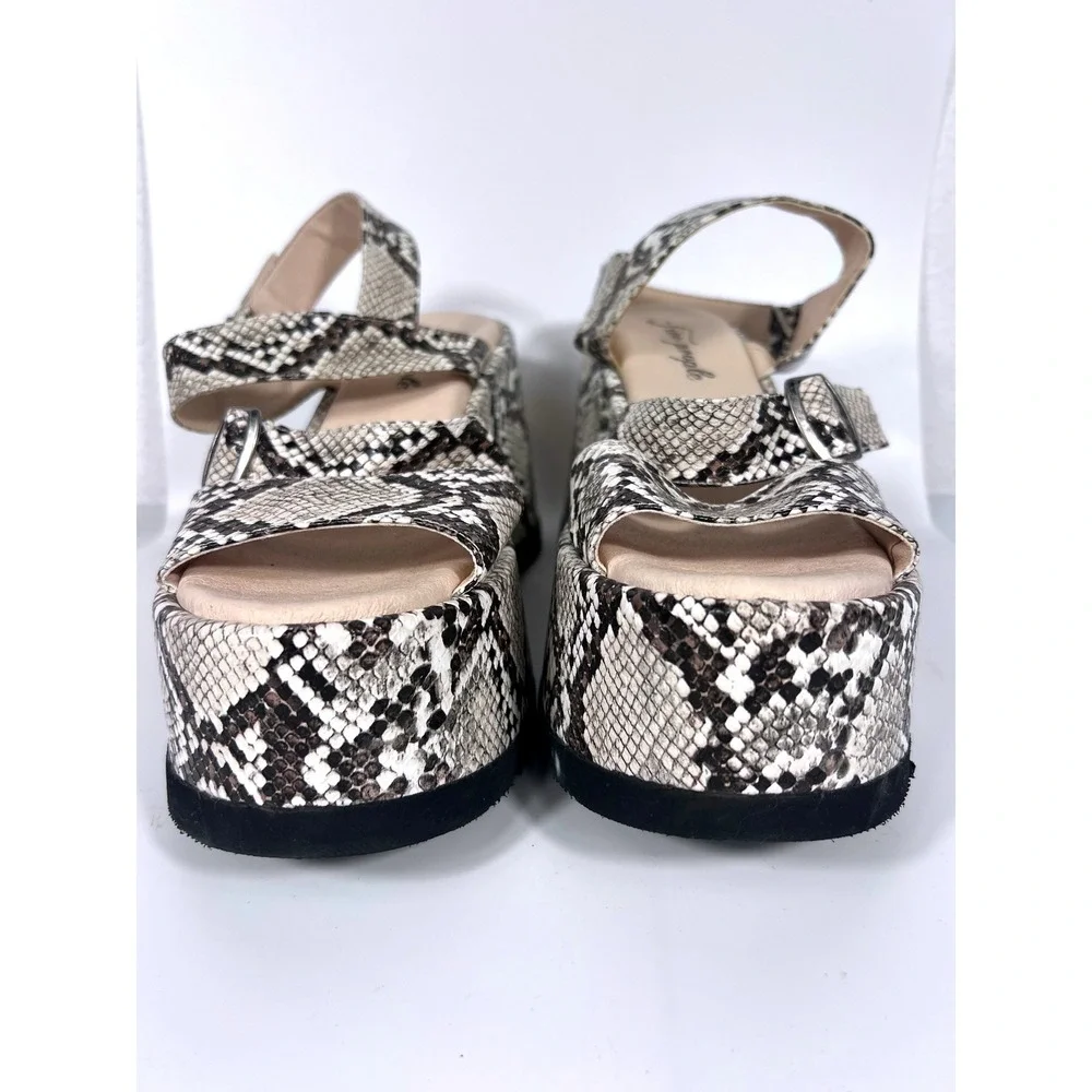Free People Chelsea Embossed Snake Print Strappy Platform Sandal Chunky 39